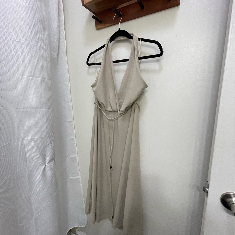 Zara Beige Backless Dress